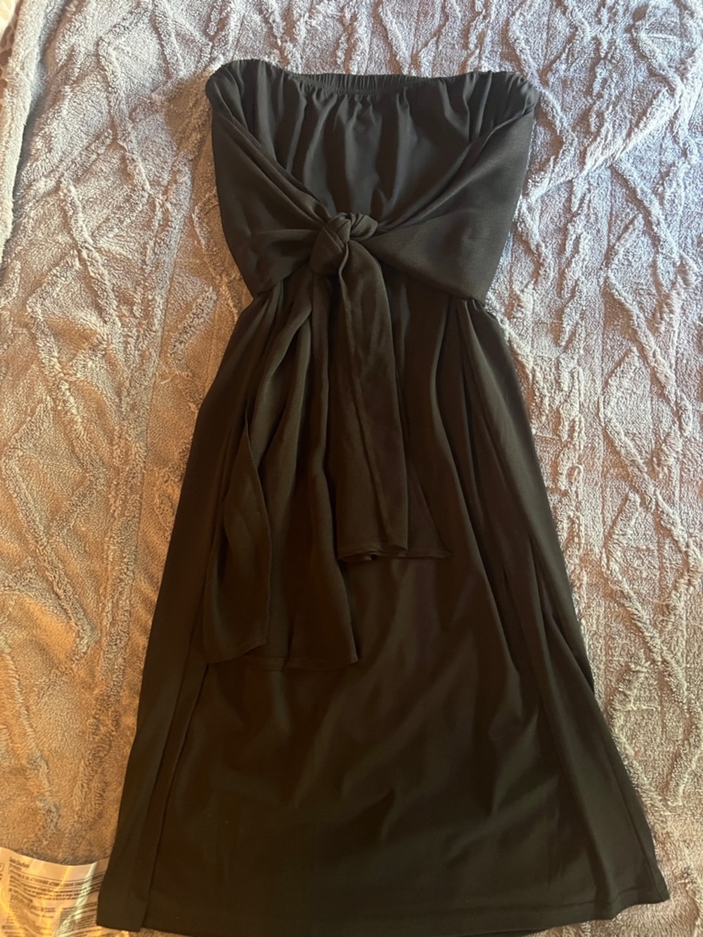 Anne Klein Black Strapless Tie-Front Dress